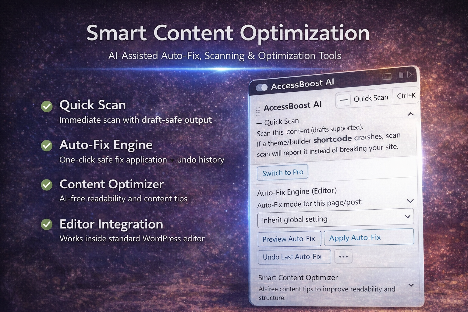 Smart Content Optimization (Editor Sidebar)